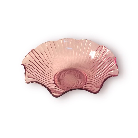 Anchor Hocking Other - Vintage Pink Depression Glass Round Crimped Ruffled Anchor Hocking Bowl